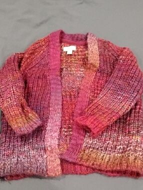 Gymboree Multicolor Pink & Purple Open-Front Knit Cardigan